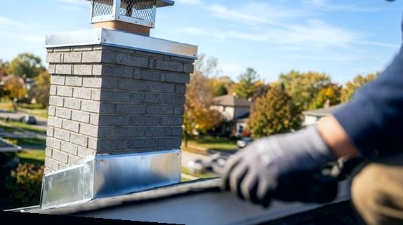 Stainless cap anchored on a block flue